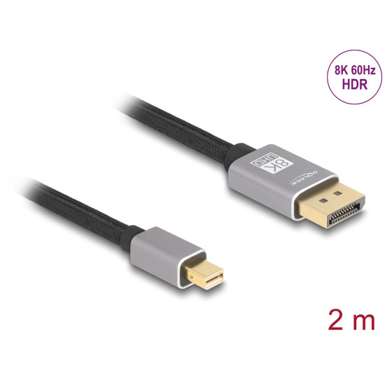 Delock Кабел Mini DisplayPort към DisplayPort, 8K, 60 Hz, 2 m