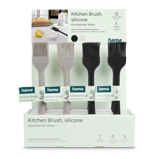Hama Cake Brush, Silicone Pastry Brush, 12 Pcs in Display, black and beige