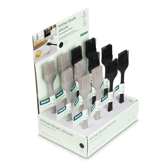 Hama Cake Brush, Silicone Pastry Brush, 12 Pcs in Display, black and beige