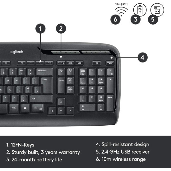 Wireless Keyboard and mouse set Logitech MK330