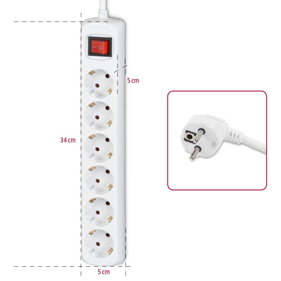 Power Strip HAMA, 6-way, 5m, 108833    