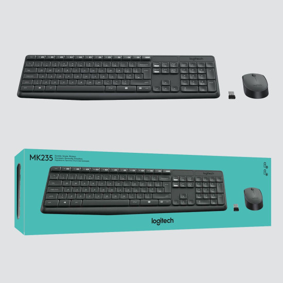 Wireless Keyboard and mouse set Logitech MK235, Black