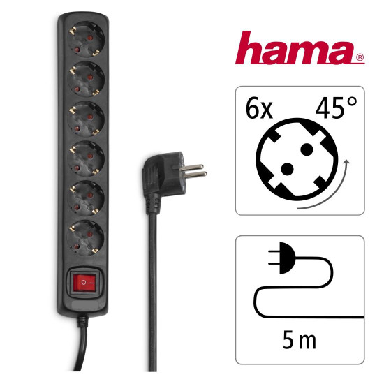 Hama 6-Socket Multiple Socket Outlet, 137266
