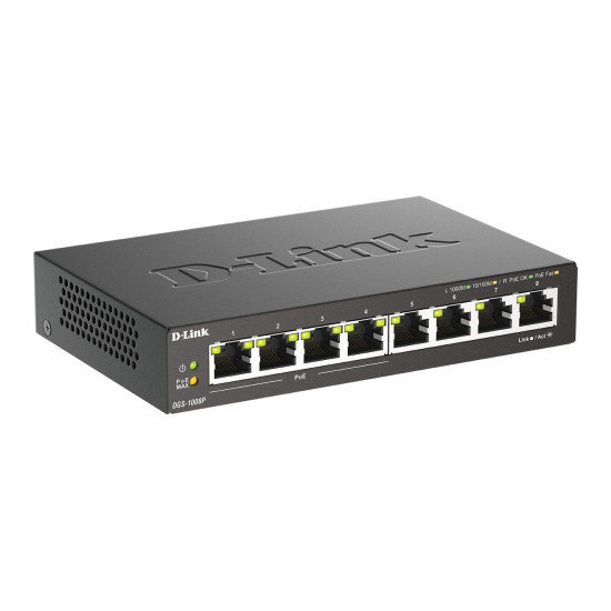 Суич D-Link DGS-1008P, 4x PoE + 4 x стандартни, 10/100/1000, Gigabit,