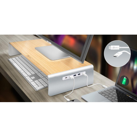 JCT425 Multi-Function Monitor Stand USB Type-C™, 4K HDMI™ & 6-Port USB™ HUB with Power Delivery