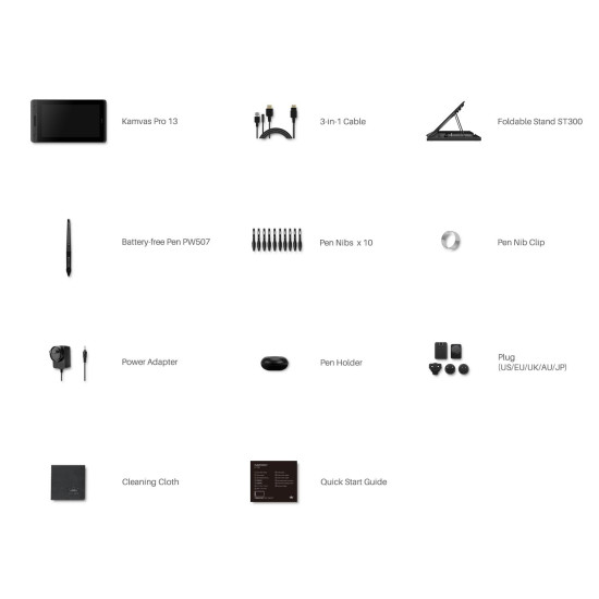 Graphic Display Tablet HUION Kamvas Pro 13, USB-C, Black/Silver