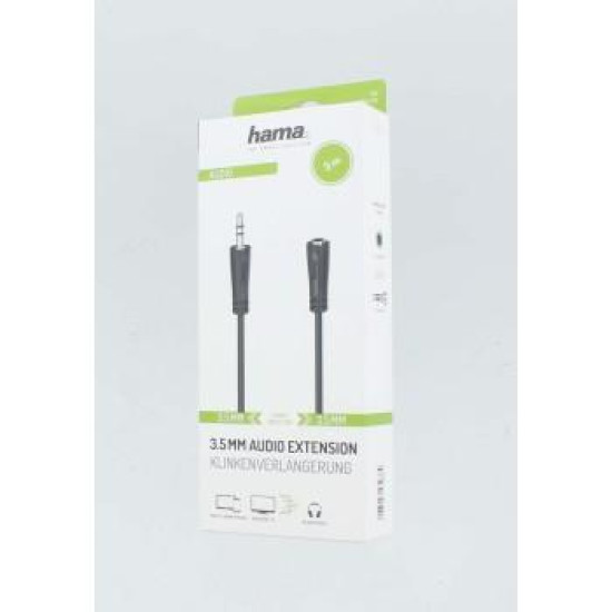 Audio Extension Cable HAMA 3.5 mm jack plug - socket, stereo, 3.0 m