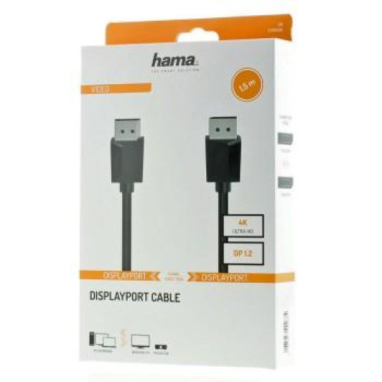 Cable HAMA 200696  DisplayPort Plug 1.2 - DisplayPort Plug 1.2 , 1.5 m, double-shielded, Ultra-HD 4K