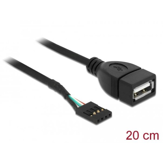 Delock Power USB Pin header female > USB 2.0 type-A female 20 cm