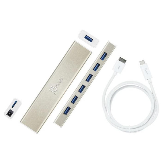 USB 3.0 7-port hub j5Create JCH377, 1:7, White