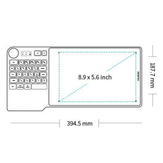 Graphic Tablet HUION Inspiroy Keydial KD200, USB-C, Bluetooth, Metal Grey