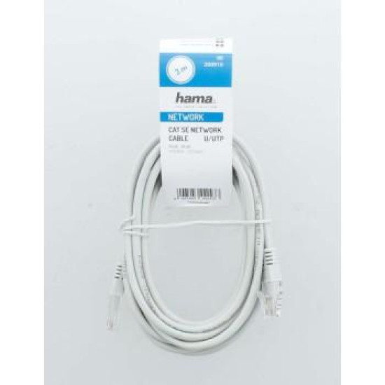 Network Cable HAMA CAT 5e, UTP, RJ-45 - RJ-45, 3 m, Standard, Grey