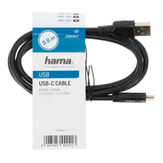 Hama Charging/Data Cable, USB Type-C, 0.9 m, black,bulk package