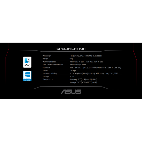 ASUS ROG Strix Arion Lite M.2 NVMe SSD Enclosure