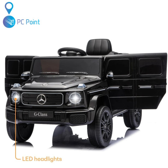 Лицензиран Акумулаторен джип Mercedes G 580 AMG Premium 12V/7Ah,70W ,MP3 плейър, Кожена седалка, EVA меки гуми, Металик боя 2026 г.