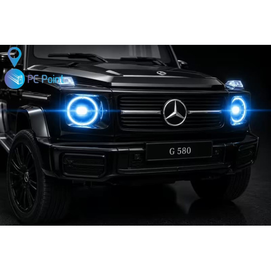 Лицензиран Акумулаторен джип Mercedes G 580 AMG Premium 12V/7Ah,70W ,MP3 плейър, Кожена седалка, EVA меки гуми, Металик боя 2026 г.
