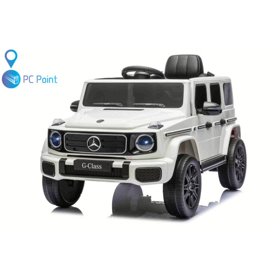 Лицензиран Акумулаторен джип Mercedes G 580 AMG Premium 12V/7Ah,70W ,MP3 плейър, Кожена седалка, EVA меки гуми, Металик боя 2026 г.