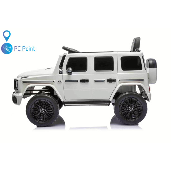 Лицензиран Акумулаторен джип Mercedes G 580 AMG Premium 12V/7Ah,70W ,MP3 плейър, Кожена седалка, EVA меки гуми, Металик боя 2026 г.