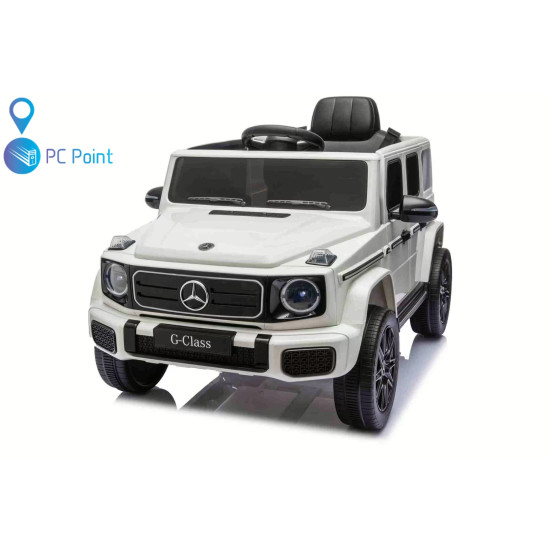 Лицензиран Акумулаторен джип Mercedes G 580 AMG Premium 12V/7Ah,70W ,MP3 плейър, Кожена седалка, EVA меки гуми, Металик боя 2026 г.