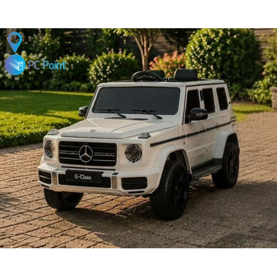 Лицензиран Акумулаторен джип Mercedes G 580 AMG Premium 12V/7Ah,70W ,MP3 плейър, Кожена седалка, EVA меки гуми, Металик боя 2026 г.