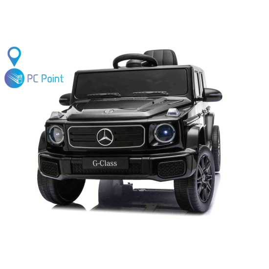 Лицензиран Акумулаторен джип Mercedes G 580 AMG Premium 12V/7Ah,70W ,MP3 плейър, Кожена седалка, EVA меки гуми, Металик боя 2026 г.