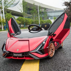 Lamborghini SIAN 4X4 12V Battery Powered Car with Soft Tires Leather Seat and Remote Control 2024