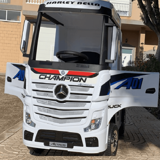 Mercedes ACTROS Licensed Electric Ride-On Truck with Trailer, 2×12V Batteries
